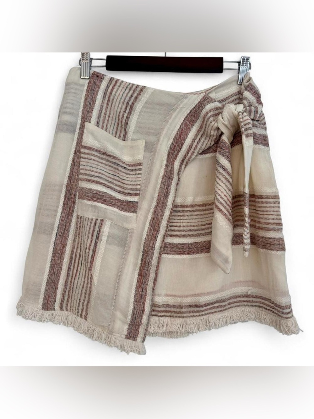 Anthropologie Holding Horses Boho Western Striped Wrap Skirt Size 10